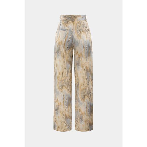 Micas Marble Print High Waisted Satin wide leg Pants NWT Size Small resort wear - Picture 3 of 11